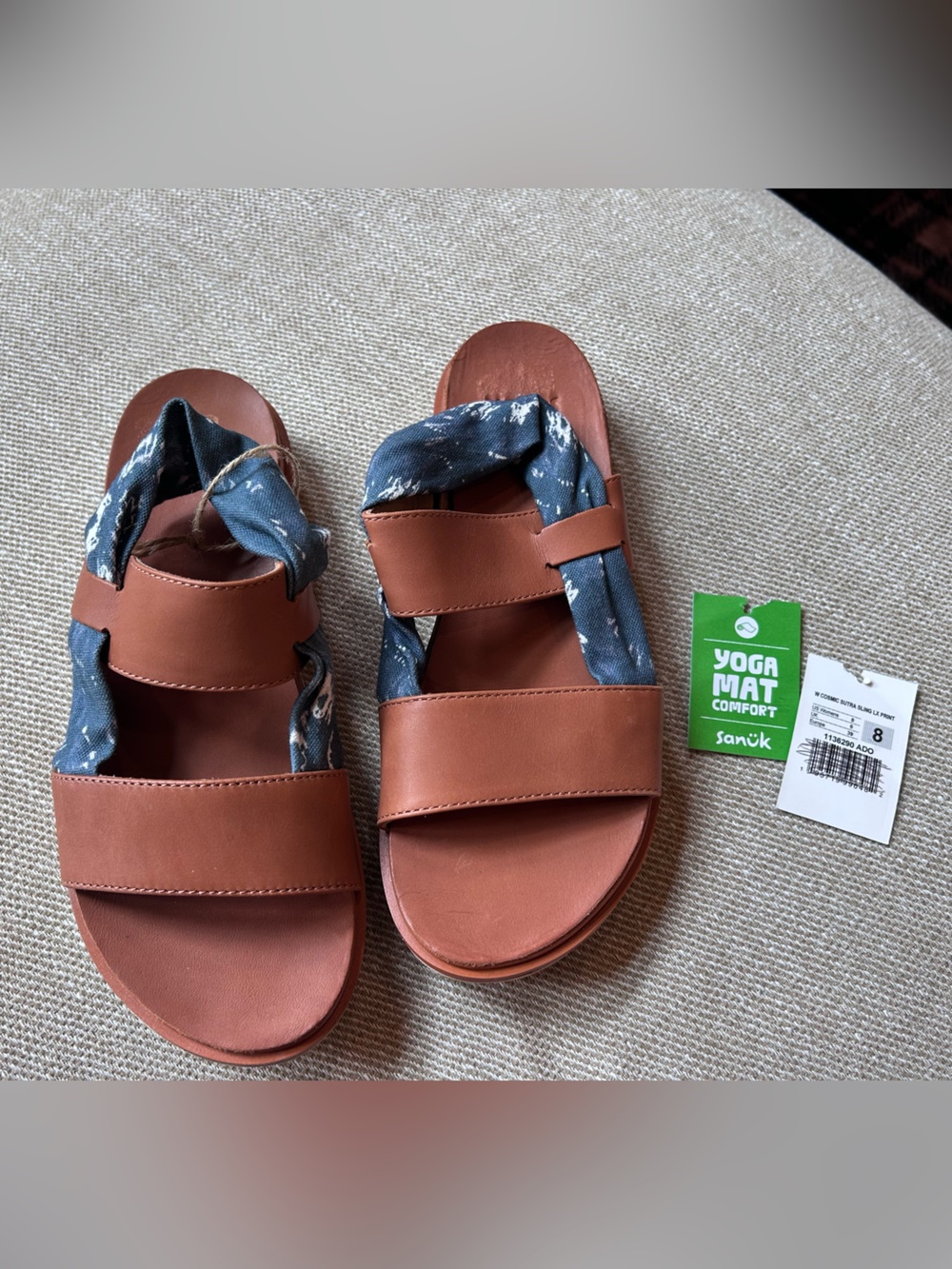 Sanuk Adobe Cosmic Sutra Sling LX Print Yoga Mat Comfort Sandal Women’s Sz 8